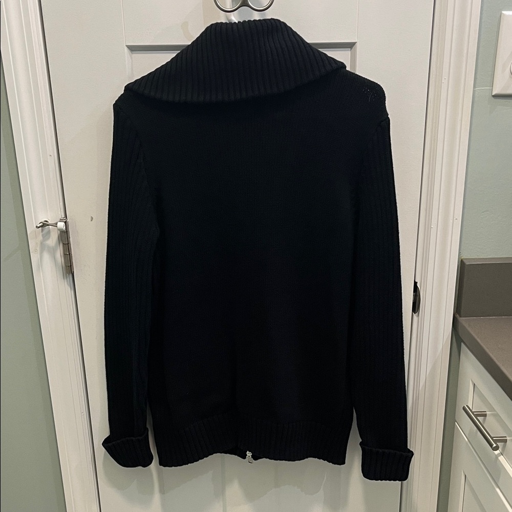 Ralph Lauren Black Cotton Zip-Up Sweater - Picture 3 of 3